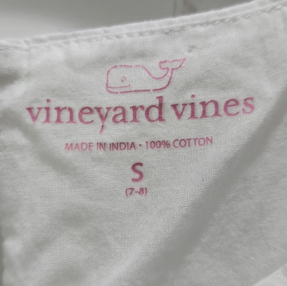 VINEYARD VINES WHITE PINK EMBROIDERY TIERED SLEEVELESS DRESS GIRLS SMALL 7-8 - Picture 6 of 13